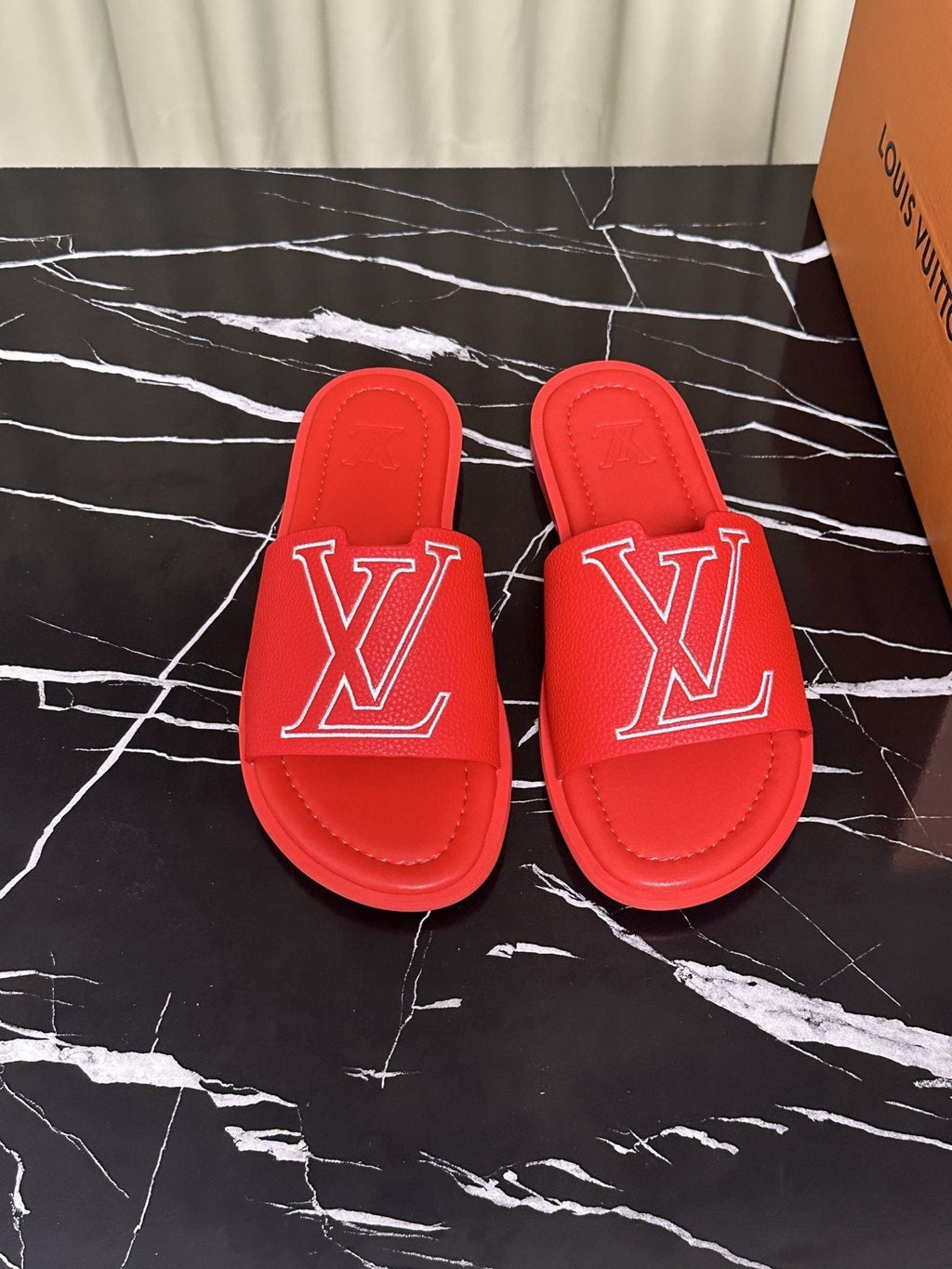 Louis Vuitton Men's Lettered Strap Slide Sandals