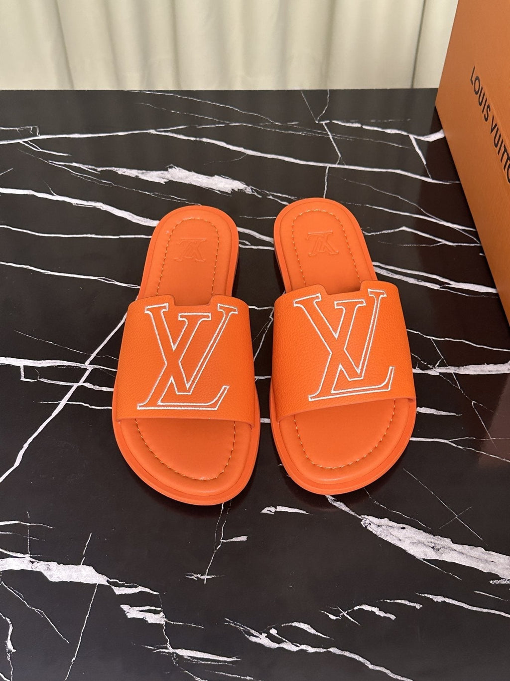 Louis Vuitton Men's Lettered Strap Slide Sandals