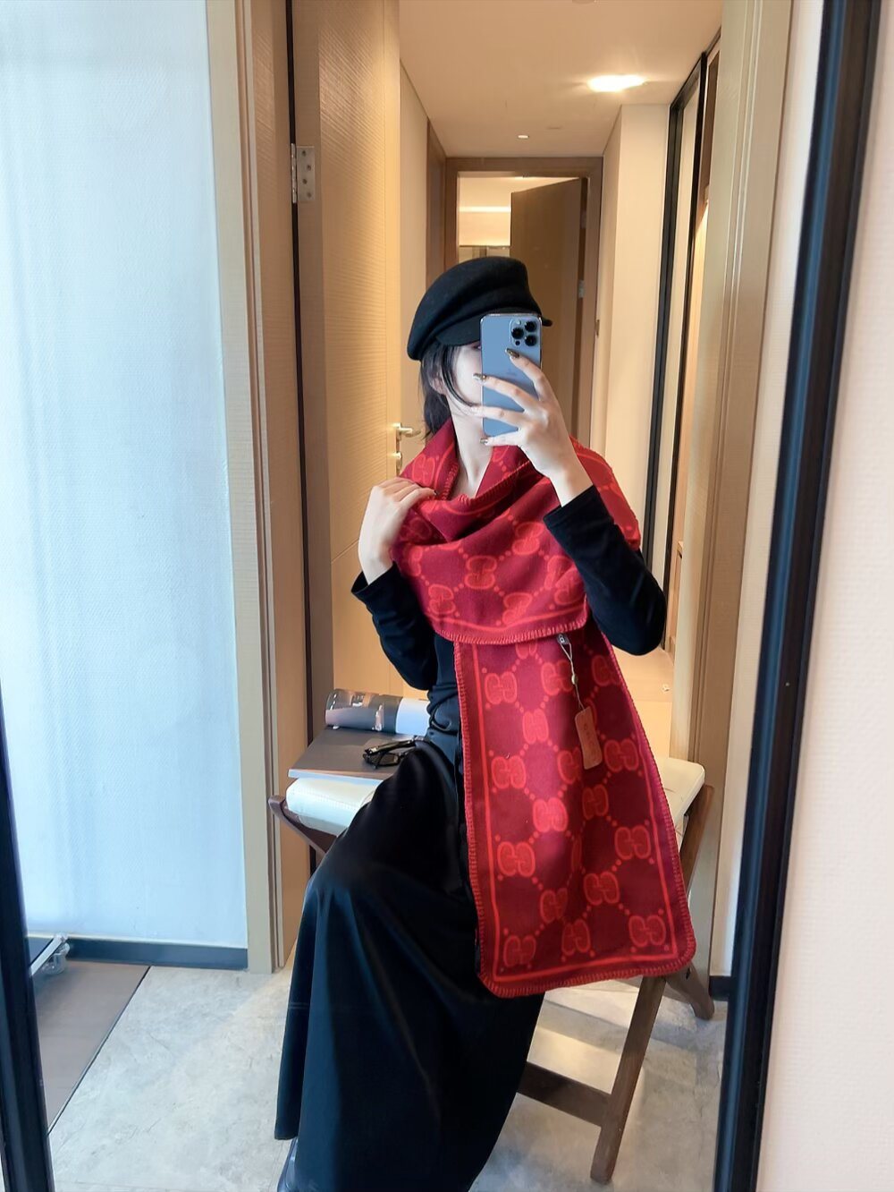 Gucci Fringed Motif Scarf