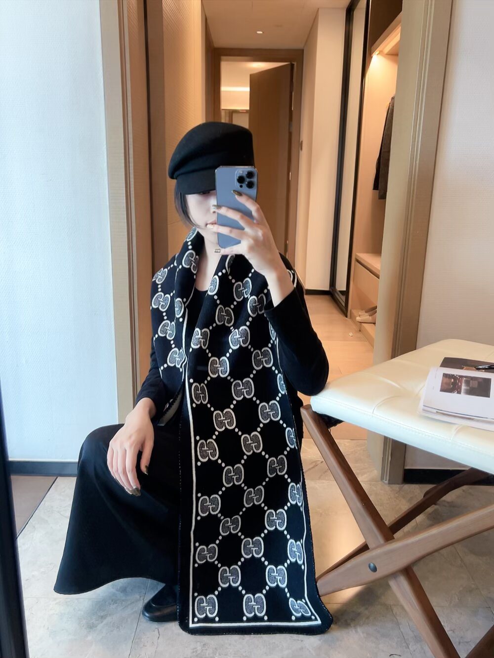 Gucci Fringed Motif Scarf