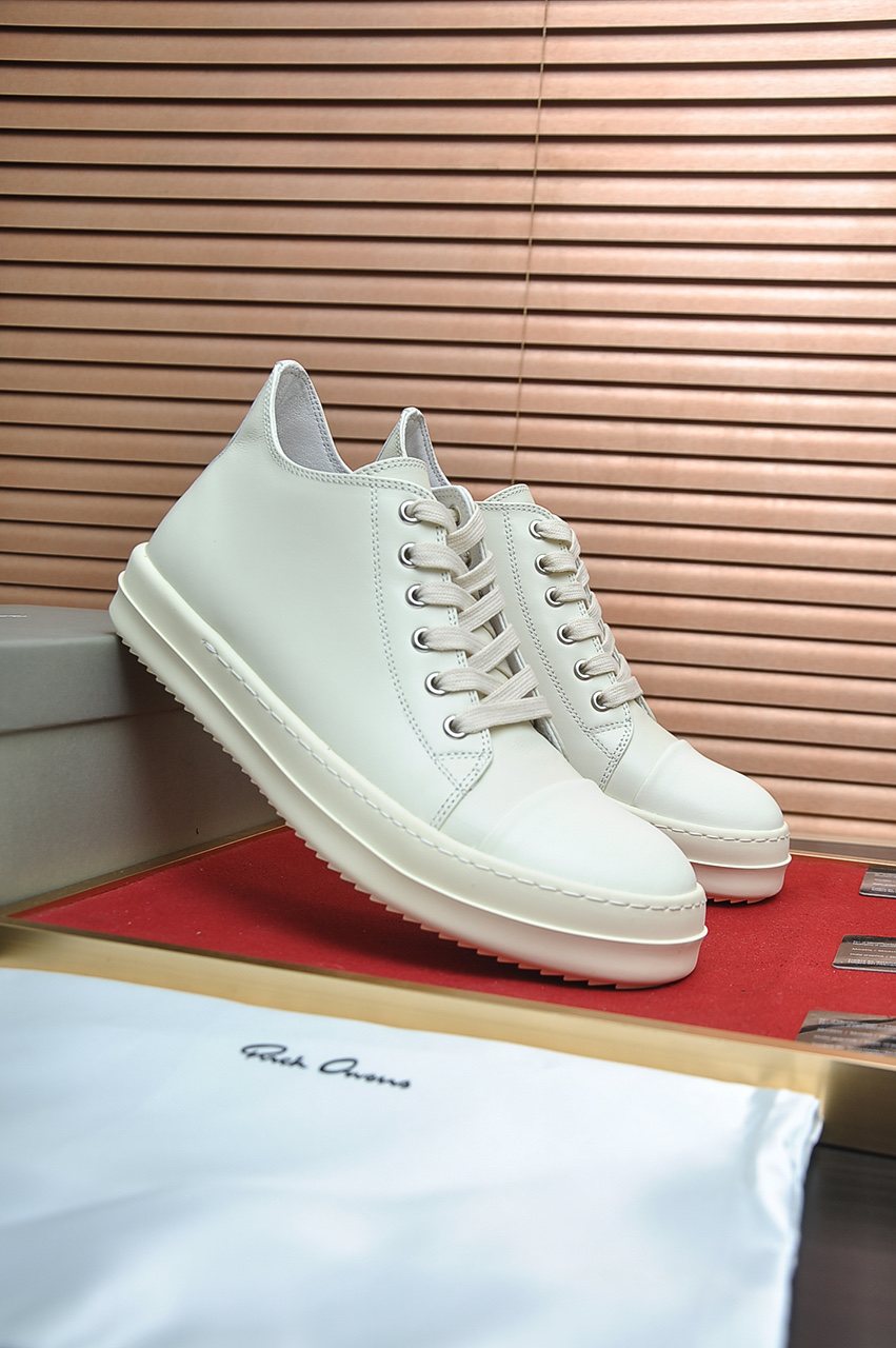 Rick Owens Geometric Seam Platform Low-Top Sneakers