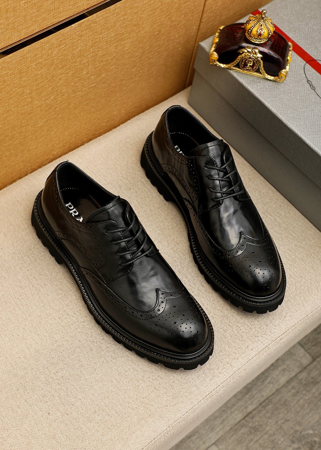 Prada Brogue Lug-Sole Derby Shoes