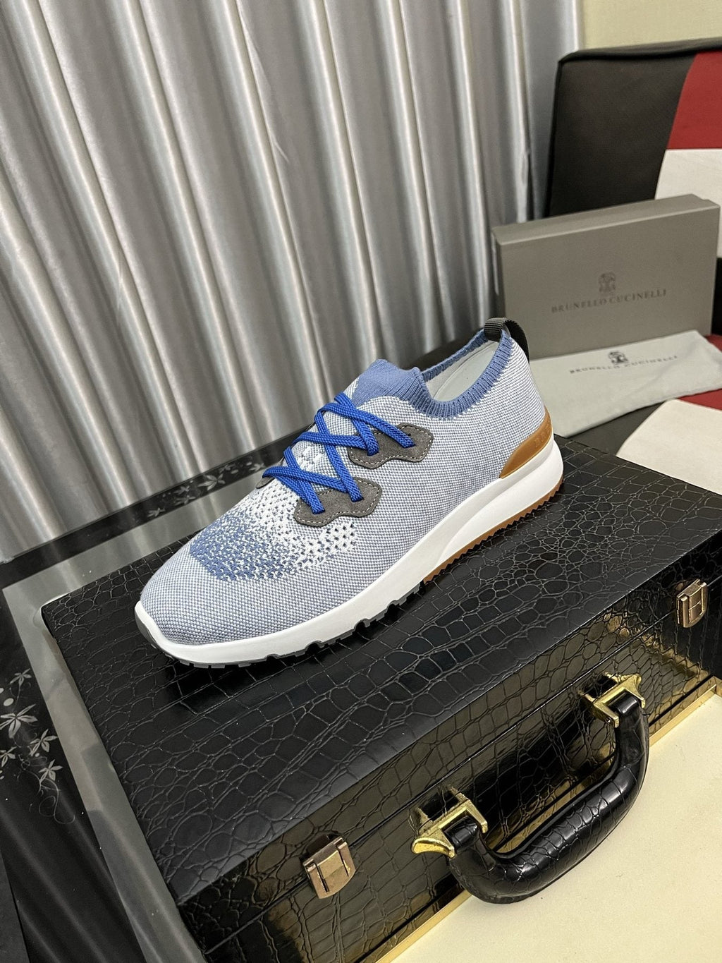 Brunello Cucinelli Men's Knit Lace-Up Sneakers