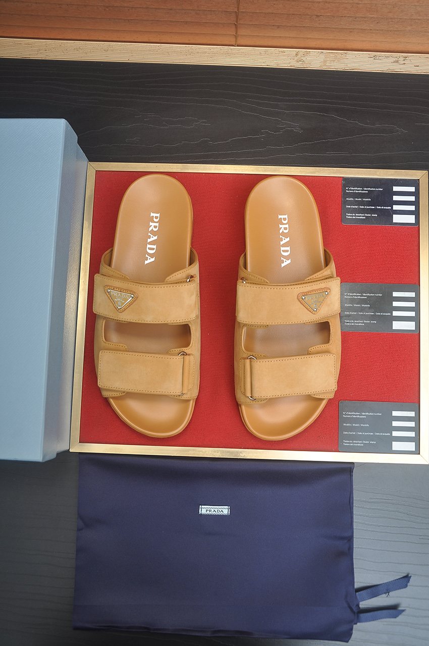 Prada Two-Strap Lug Sole Slide Sandals