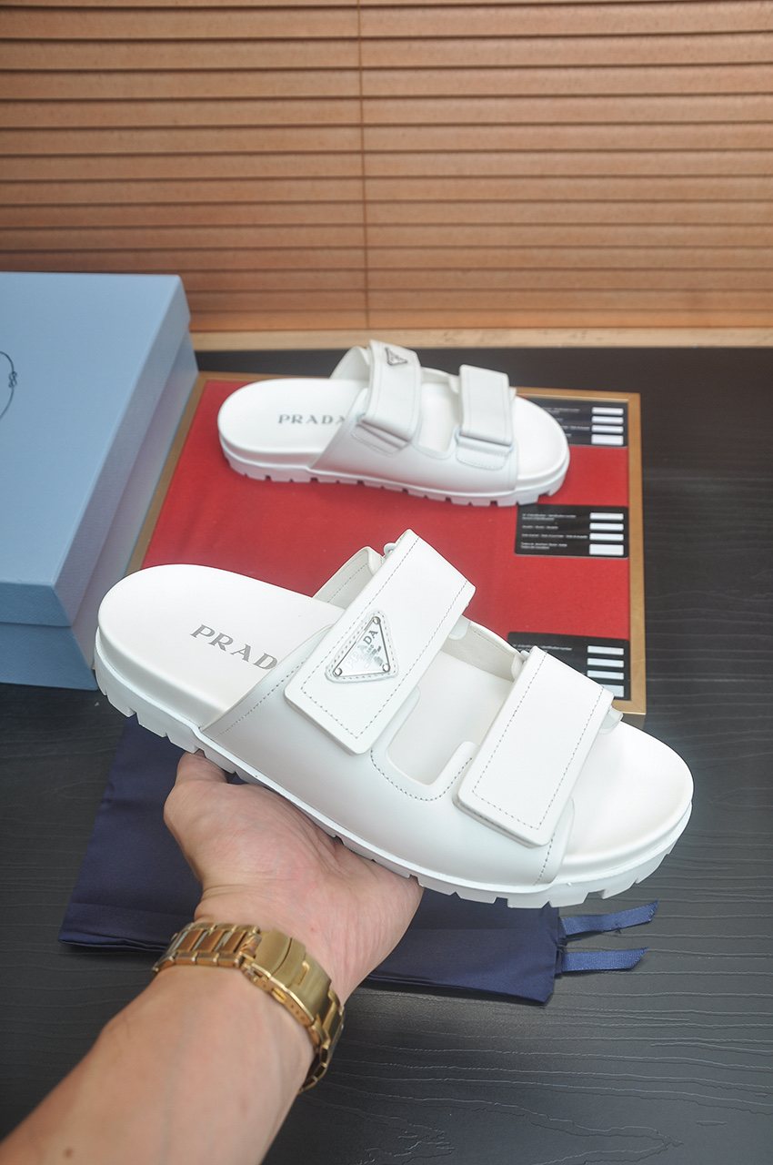 Prada Two-Strap Lug Sole Slide Sandals