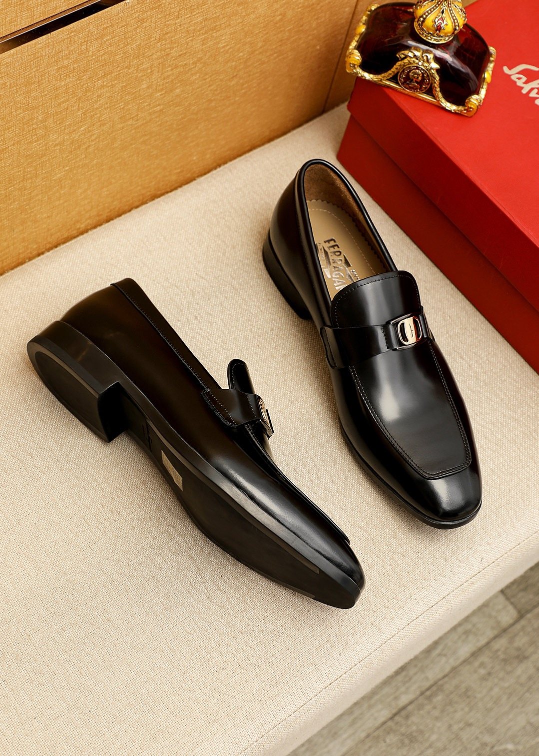 Salvatore Ferragamo Men's Buckle Slip-On Loafers
