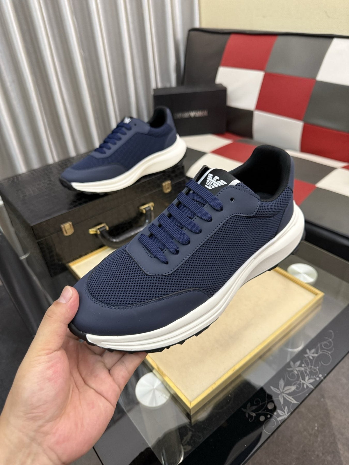 Armani Textured Low-Top Sneakers