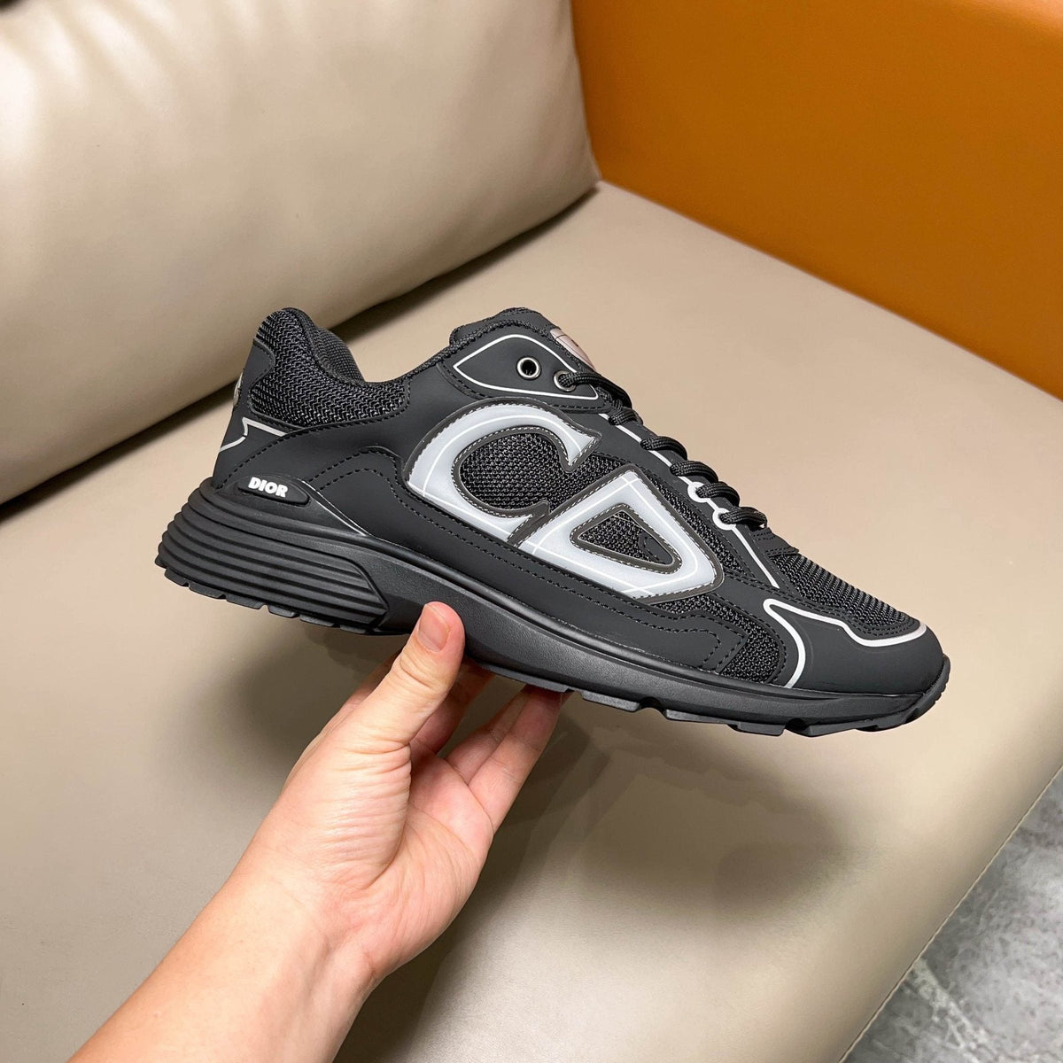 Dior Black and Dark Gray Mesh Sneakers