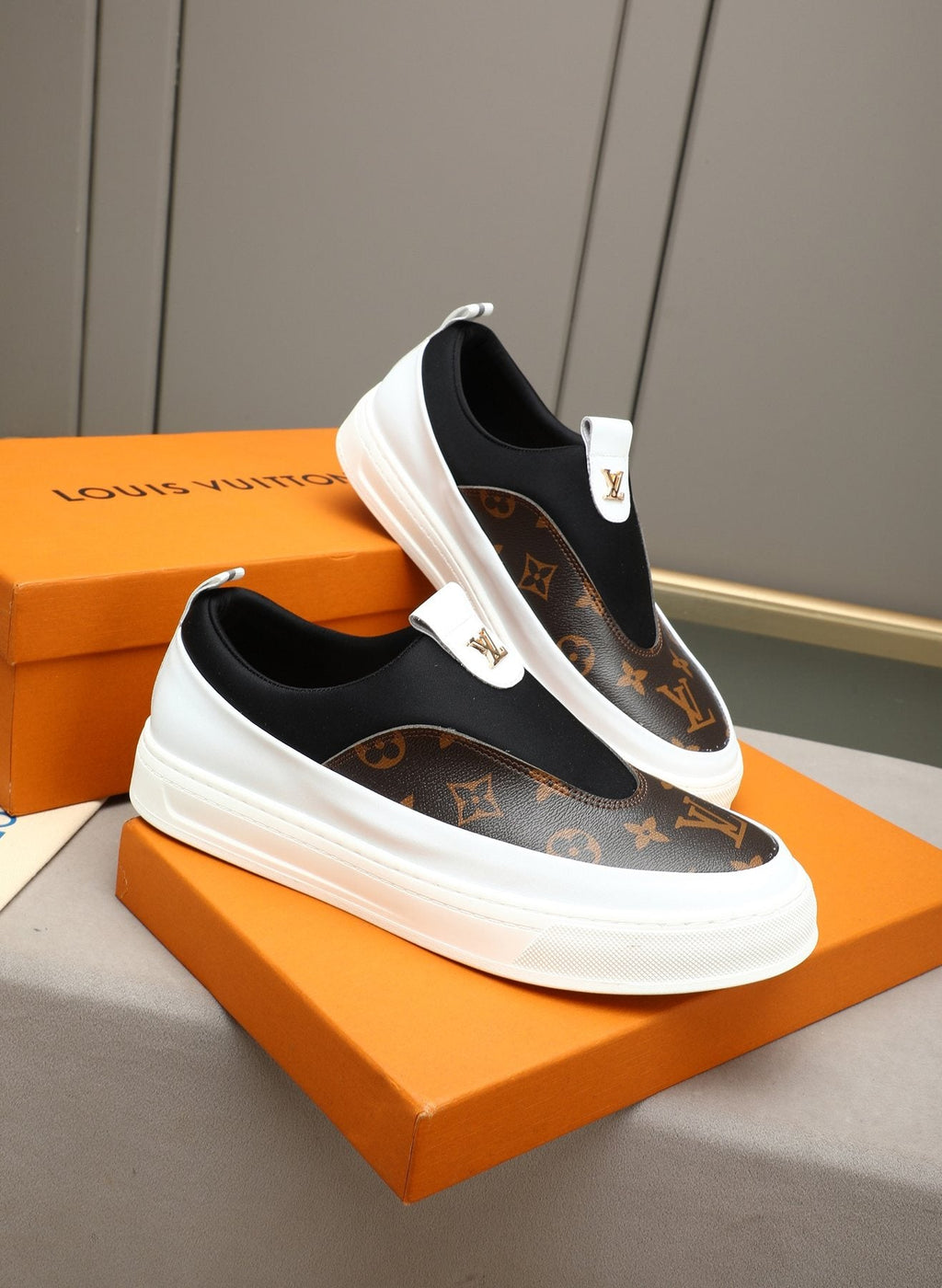 Louis Vuitton Men's Monogram Slip-On Sneakers - Rounded Toe