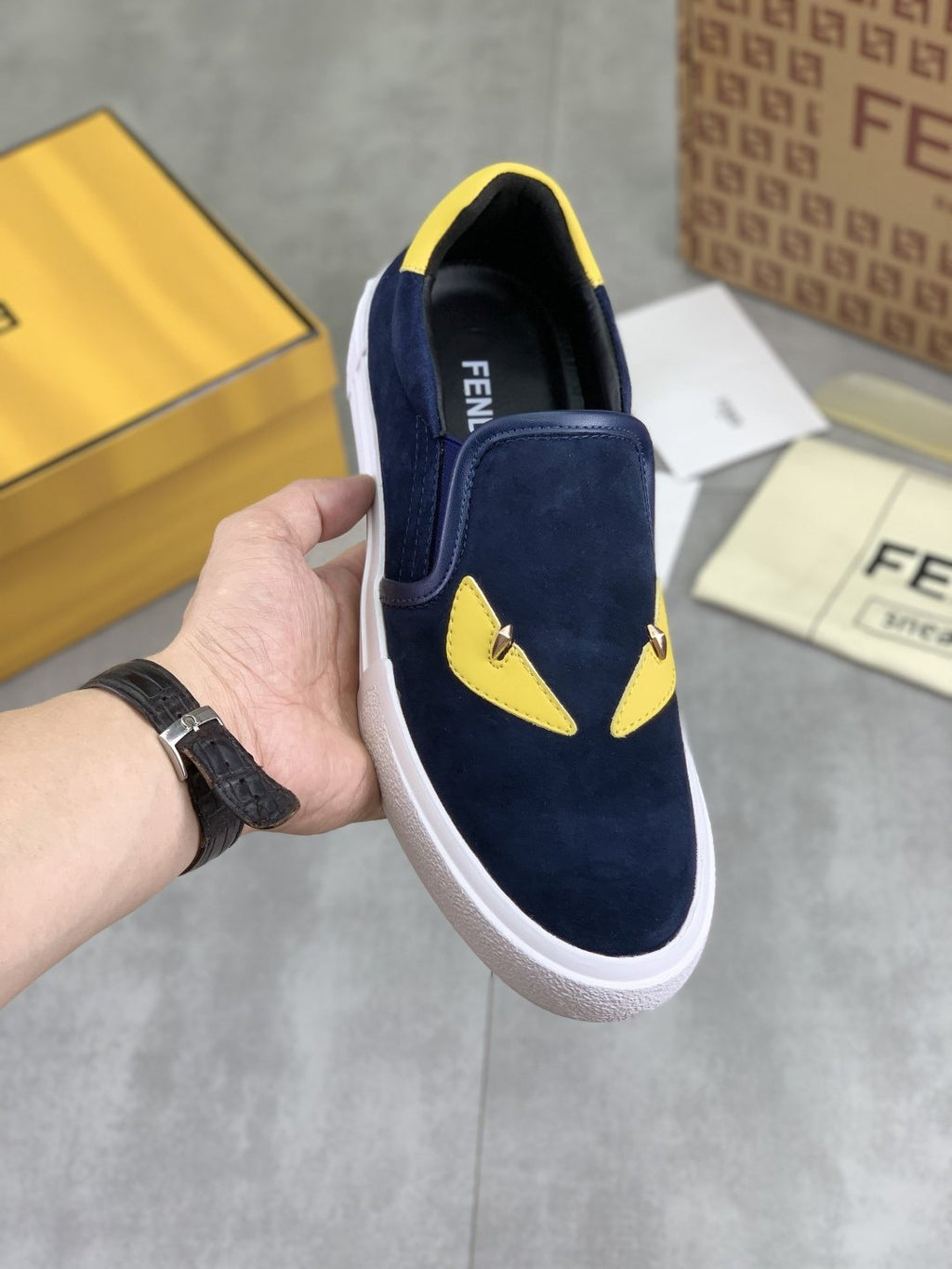 Fendi Eye-Accent Slip-On Sneakers