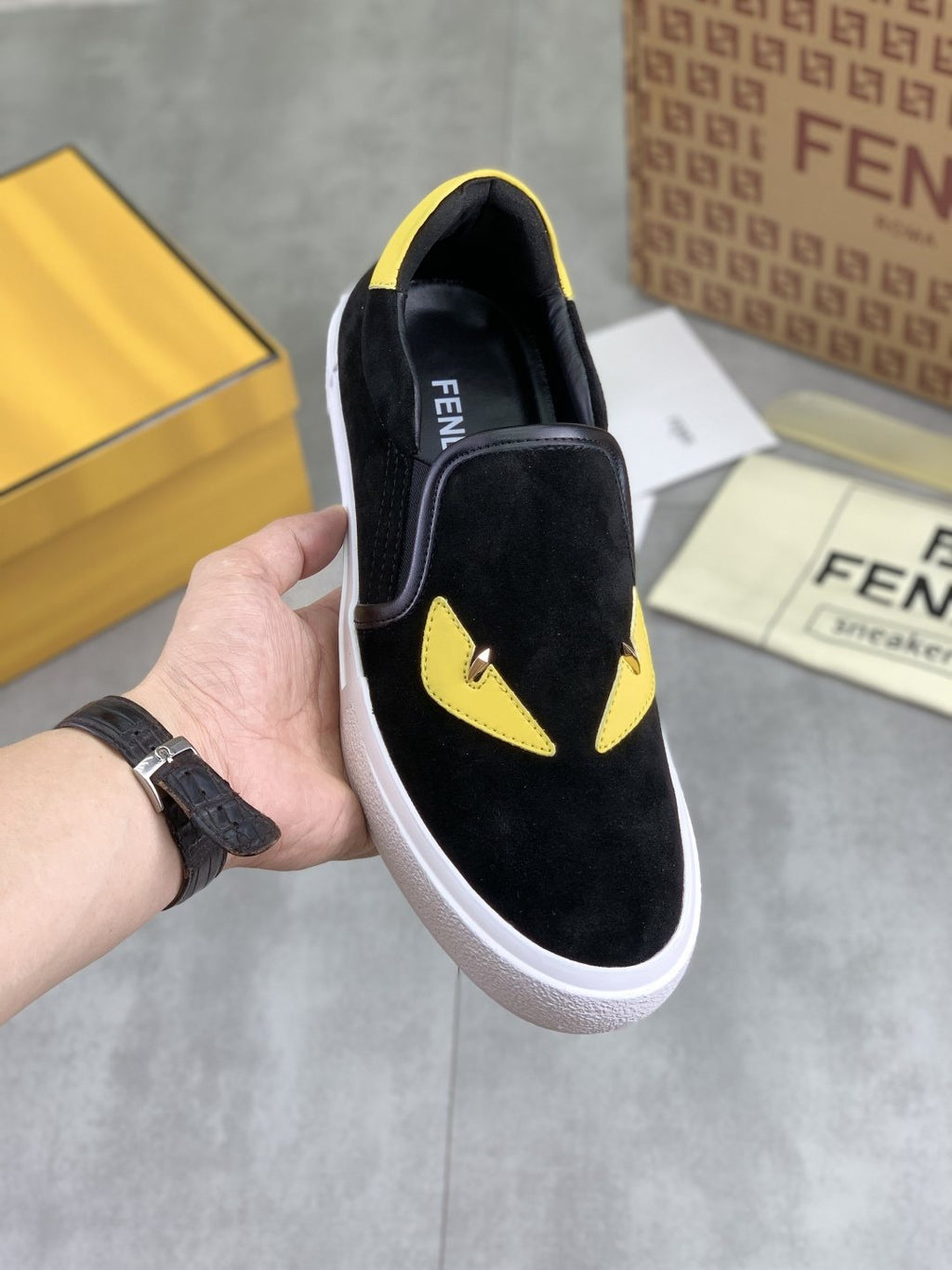 Fendi Eye-Accent Slip-On Sneakers