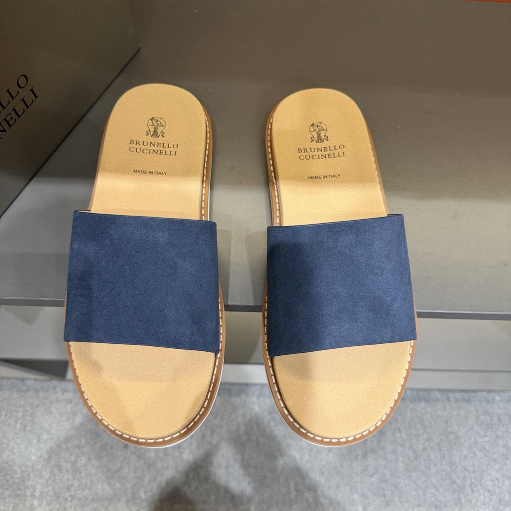Brunello Cucinelli Men's Wide Strap Slide Sandals