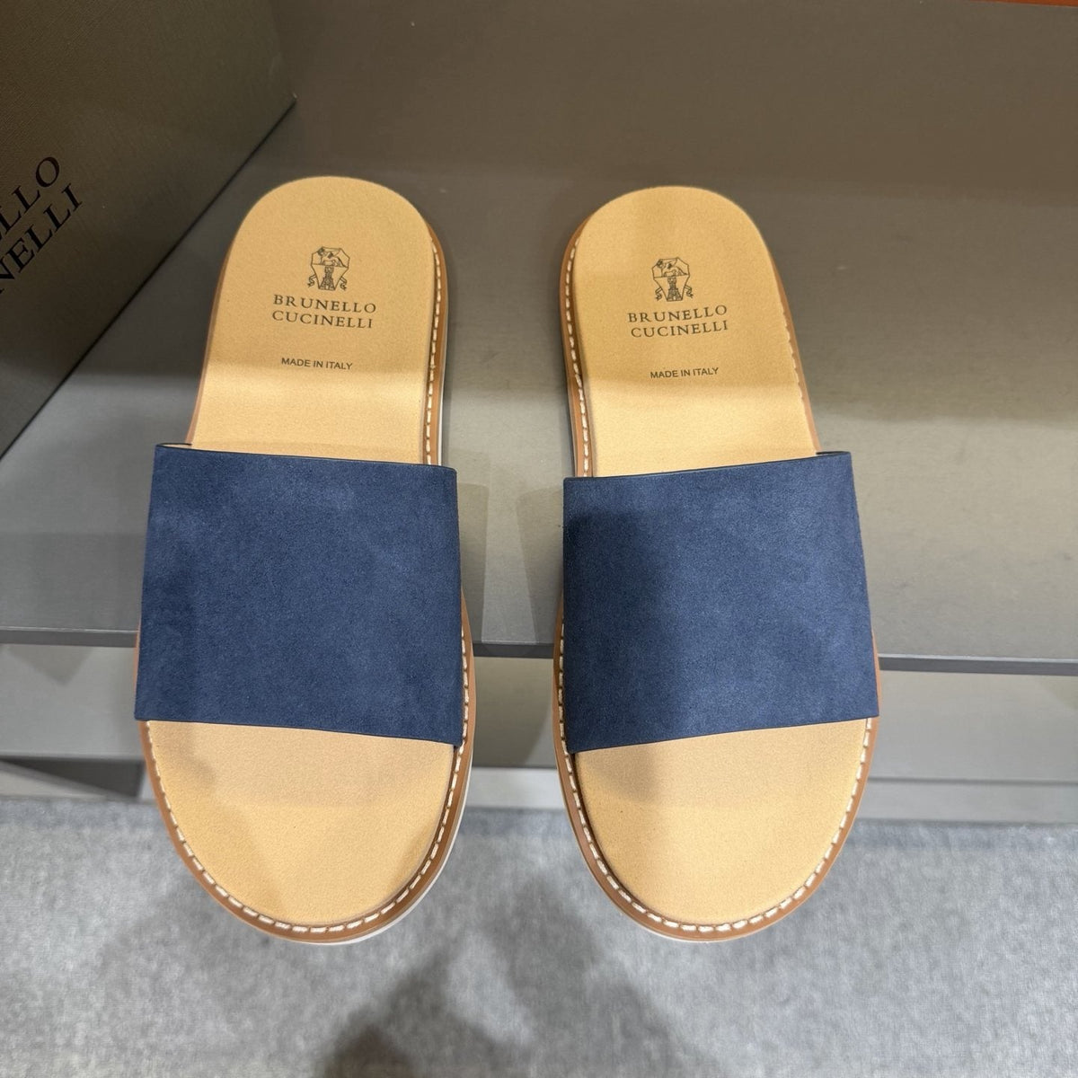 Brunello Cucinelli Men's Wide Strap Slide Sandals