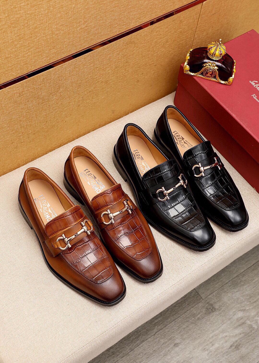 Ferragamo Embossed Bit Loafers