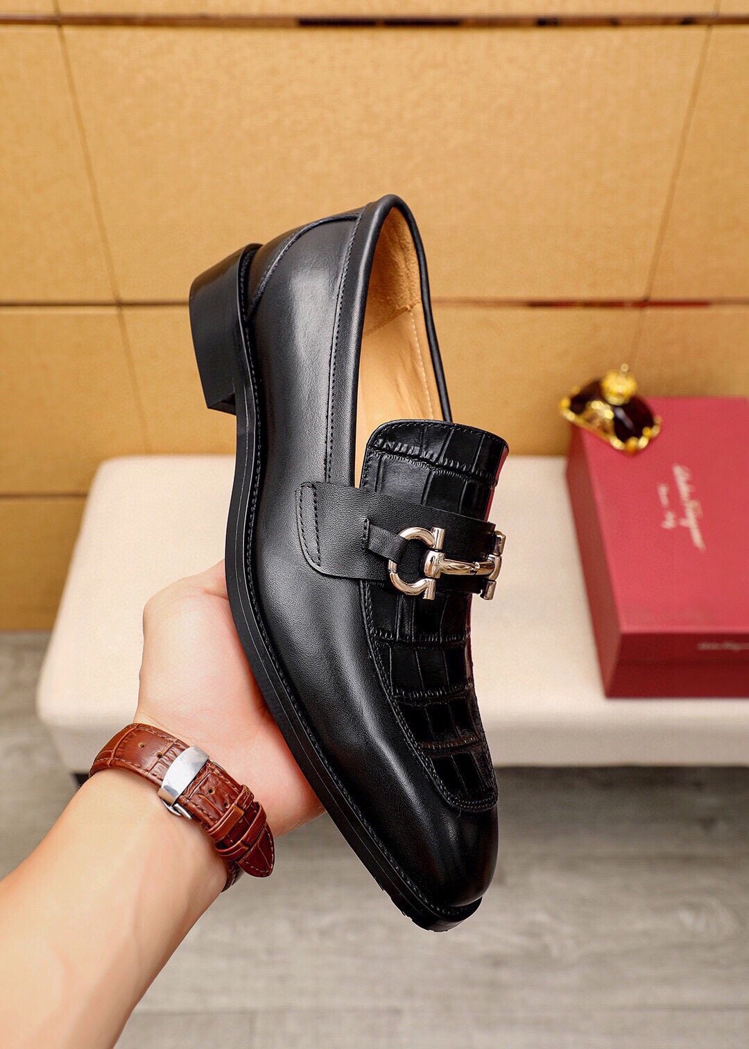 Ferragamo Embossed Bit Loafers