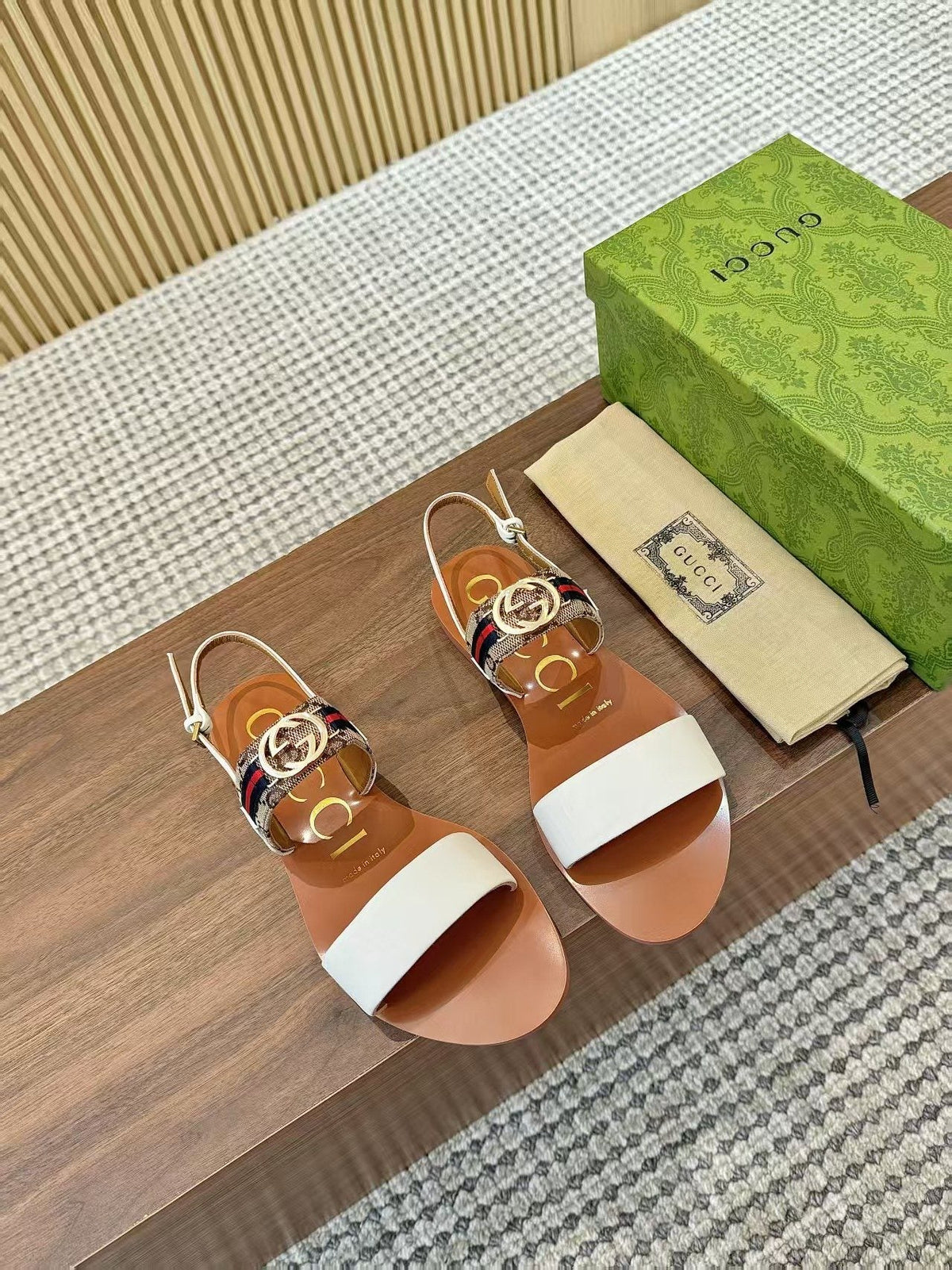 Gucci Logo Hardware Ankle-Strap Sandals