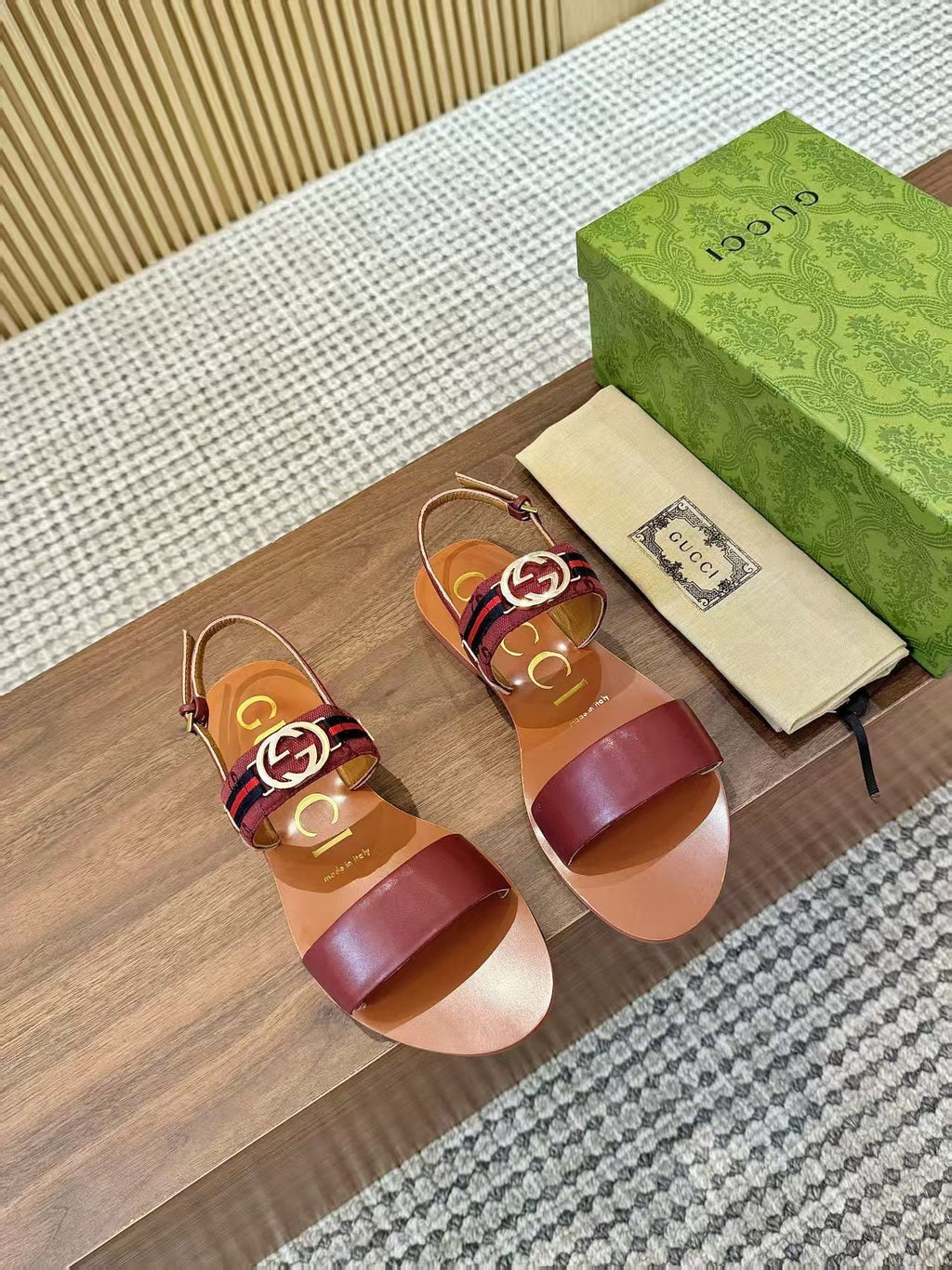 Gucci Logo Hardware Ankle-Strap Sandals
