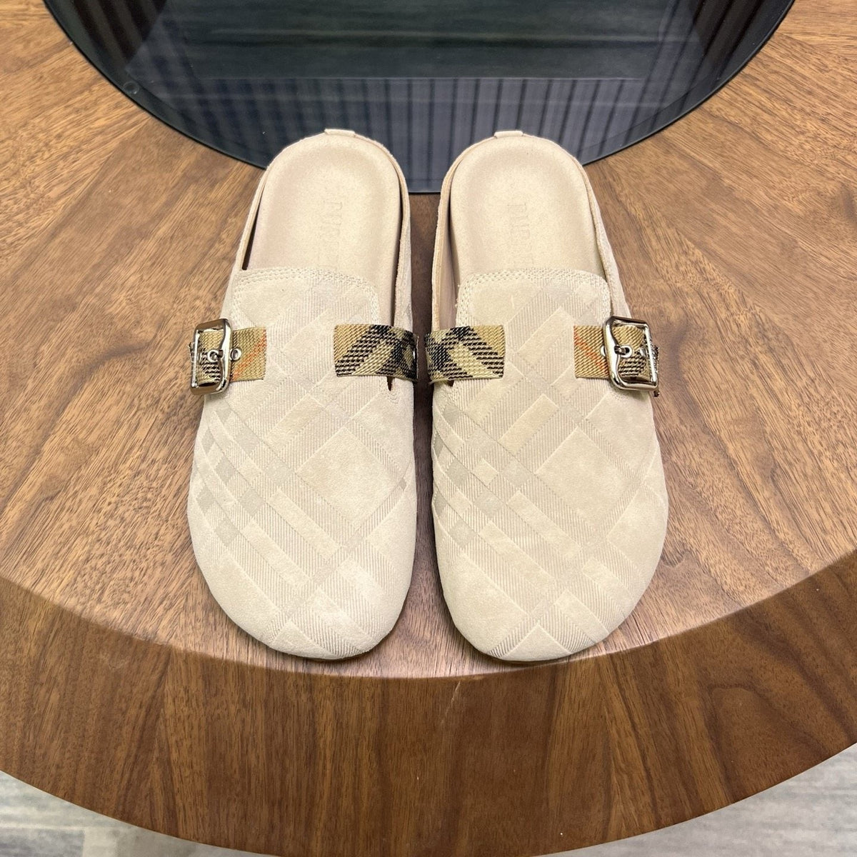 Burberry Men's Plaid Buckle Mule Slippers