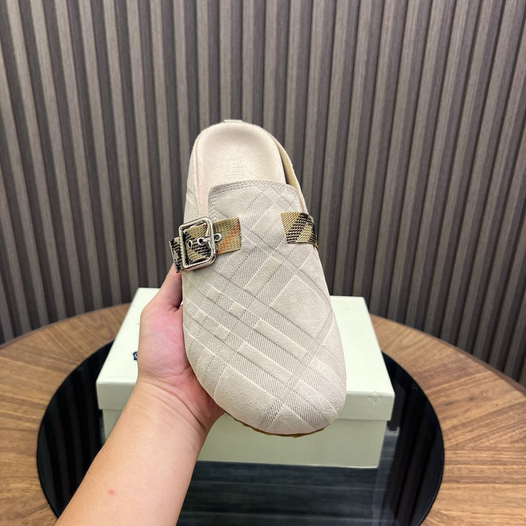 Burberry Men's Plaid Buckle Mule Slippers