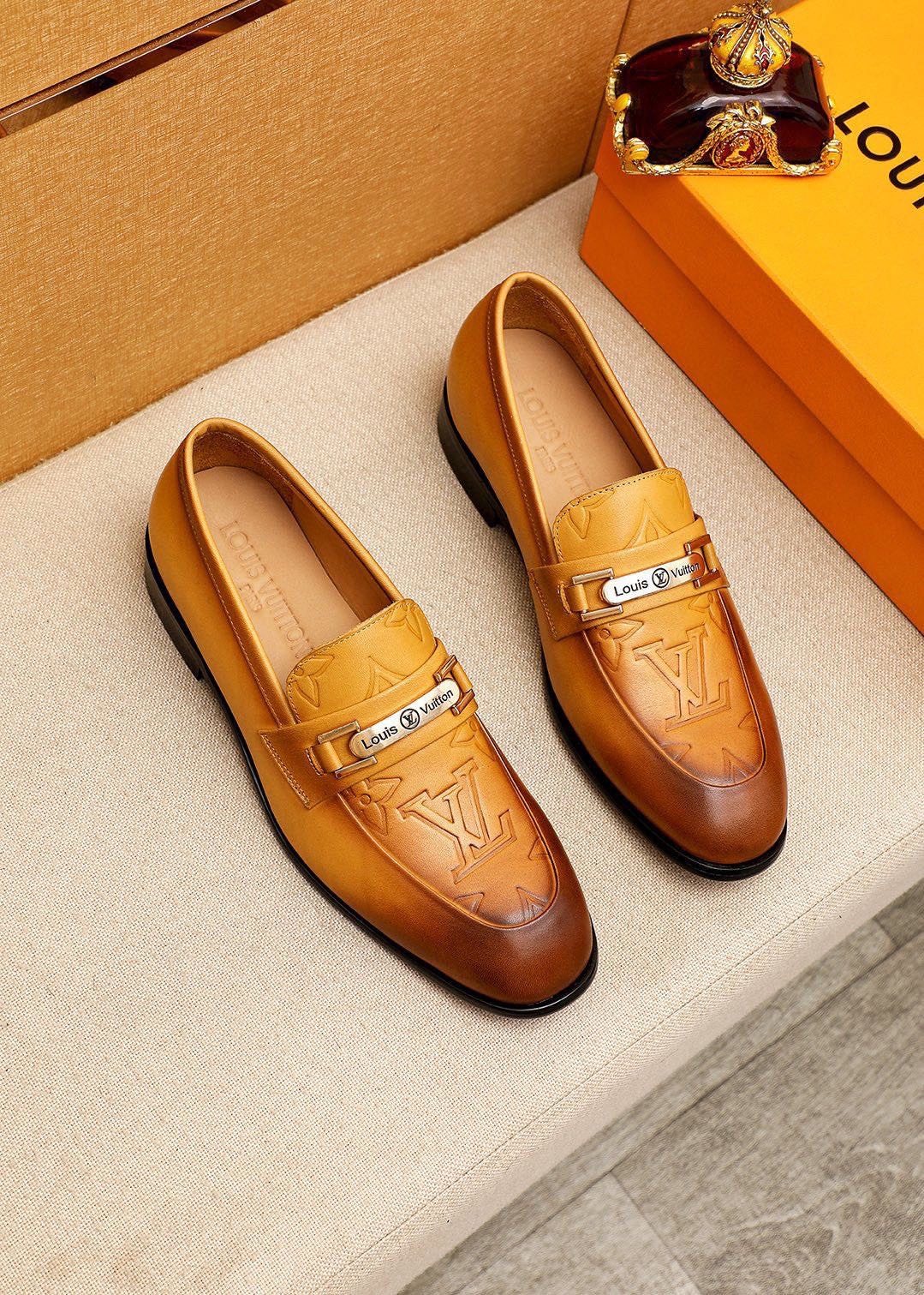 Louis Vuitton Embossed Metal-Bar Loafers