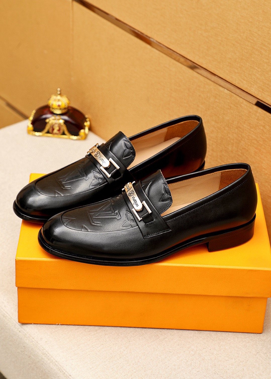 Louis Vuitton Embossed Metal-Bar Loafers