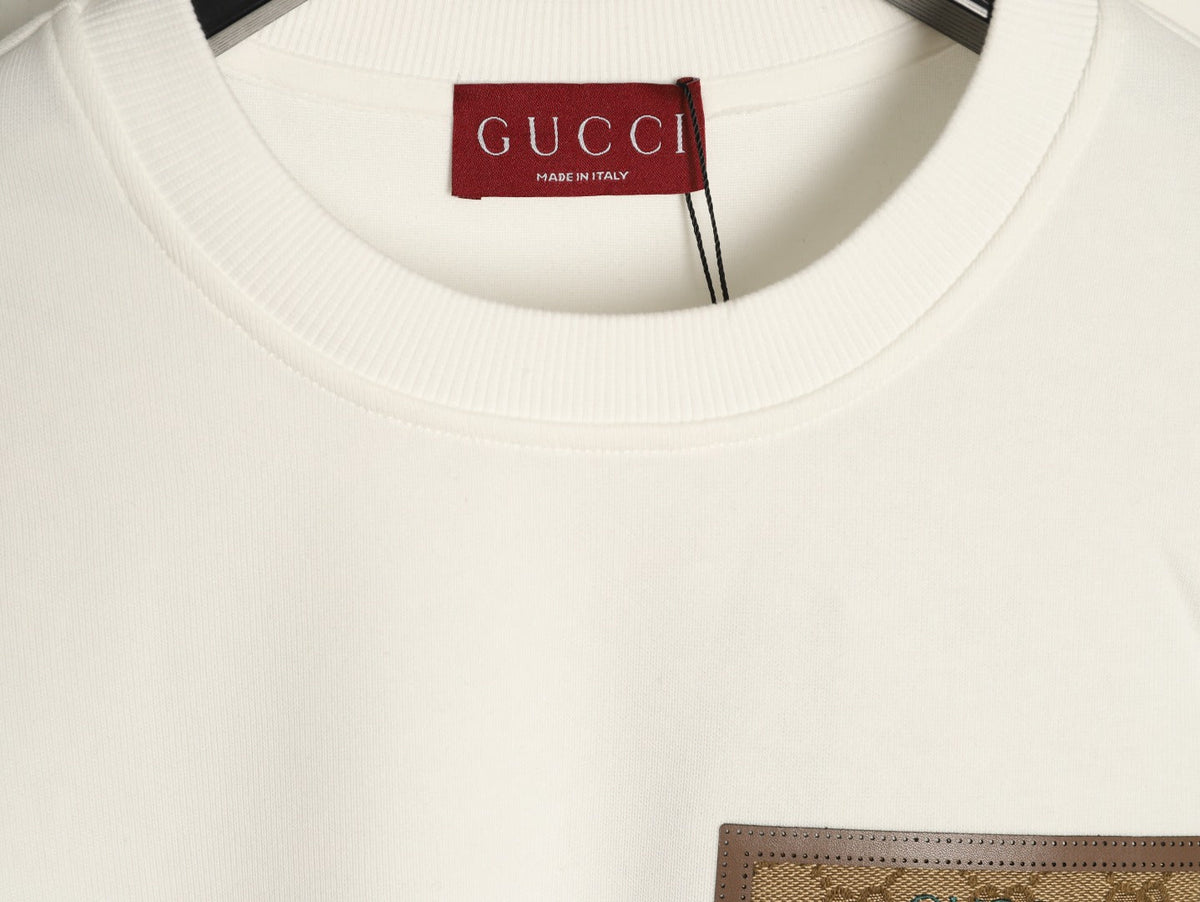 Gucci Monogram-Style Pocket-Patch Crewneck Sweatshirt - Cream