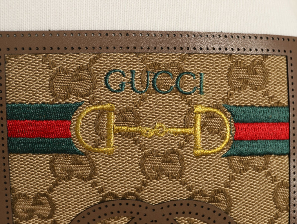 Gucci Monogram-Style Pocket-Patch Crewneck Sweatshirt - Cream