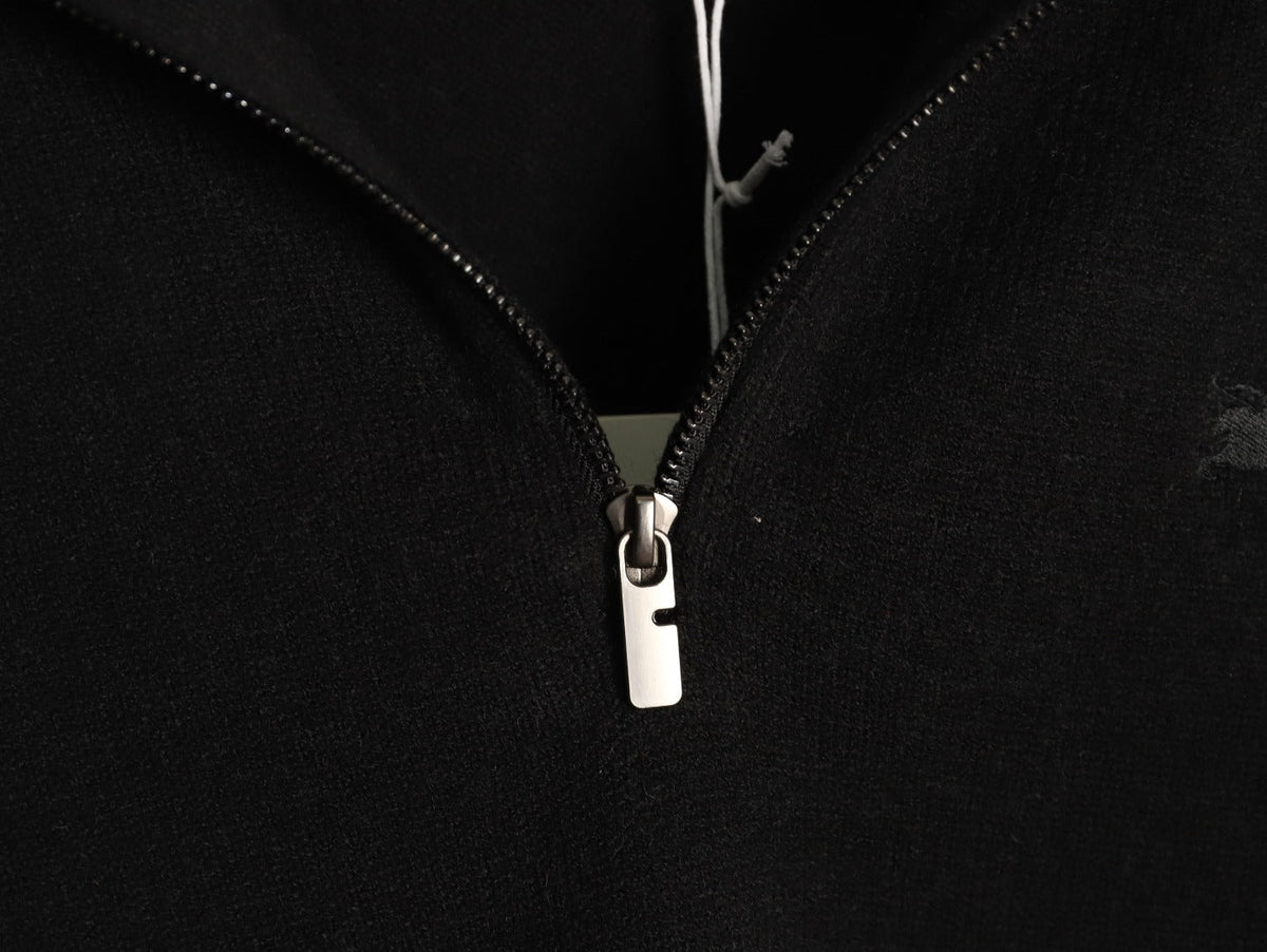 Burberry Equestrian Emblem Half-Zip Knit Sweater - Black